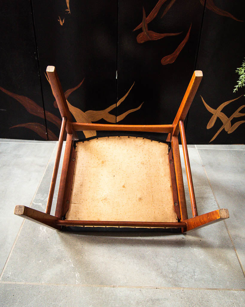 Mid Century Teak & Black Dining Chairs