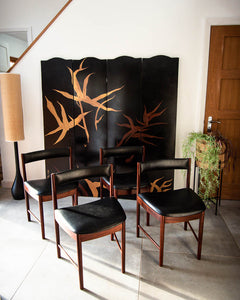 Mid Century Rosewood & Black Dining Chairs