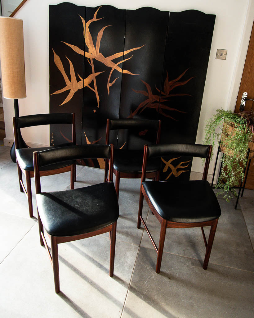 Mid Century Rosewood & Black Dining Chairs