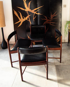 Mid Century Rosewood & Black Dining Chairs