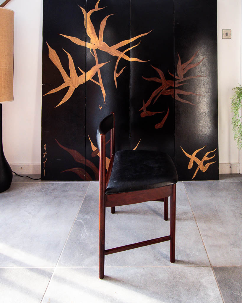 Mid Century Rosewood & Black Dining Chairs