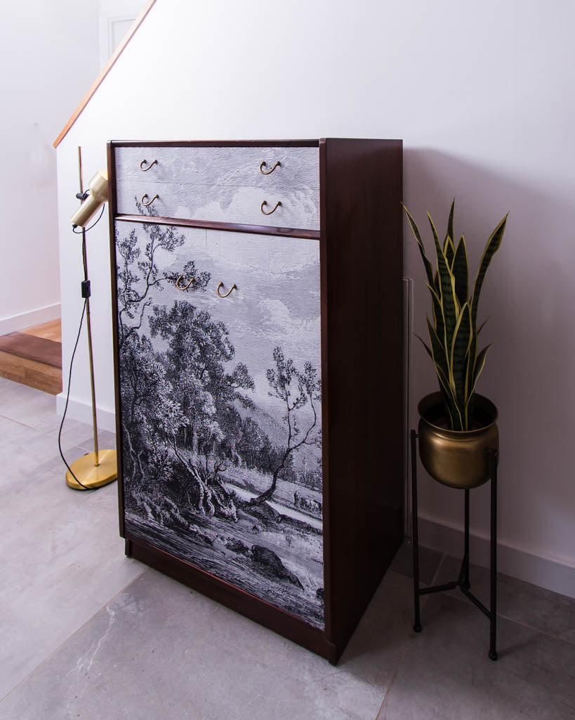 Mid Century Cabinet Tallboy / Wardrobe Fornasetti Style
