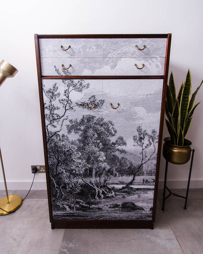 Mid Century Cabinet Tallboy / Wardrobe Fornasetti Style