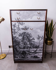 Mid Century Cabinet Tallboy / Wardrobe Fornasetti Style