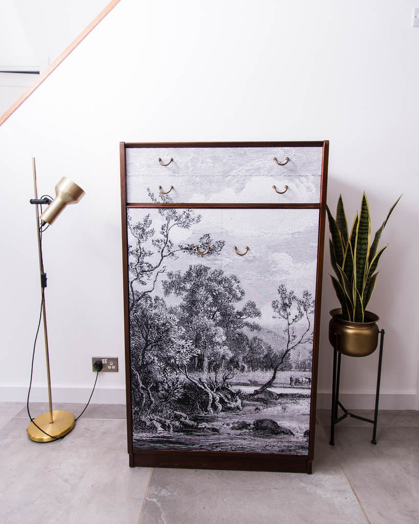 Mid Century Cabinet Tallboy / Wardrobe Fornasetti Style