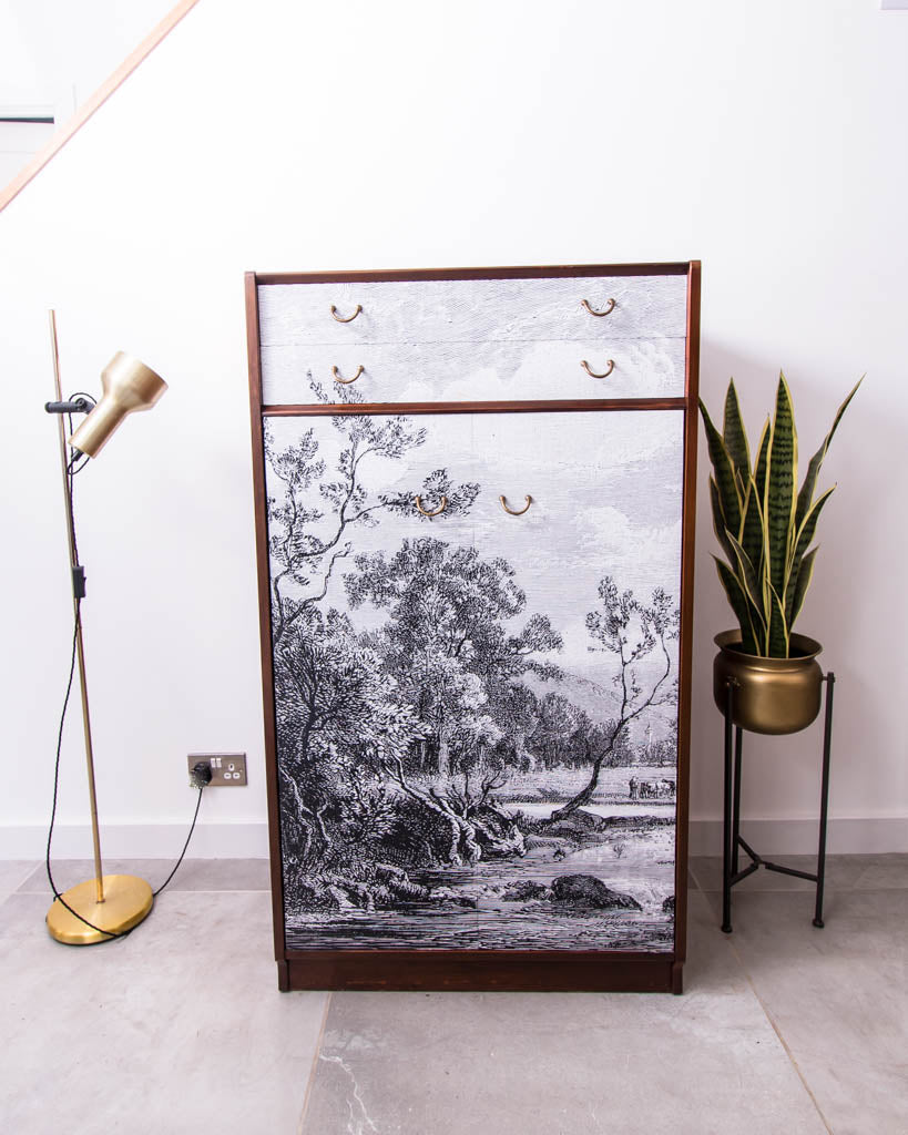 Mid Century Cabinet Tallboy / Wardrobe Fornasetti Style