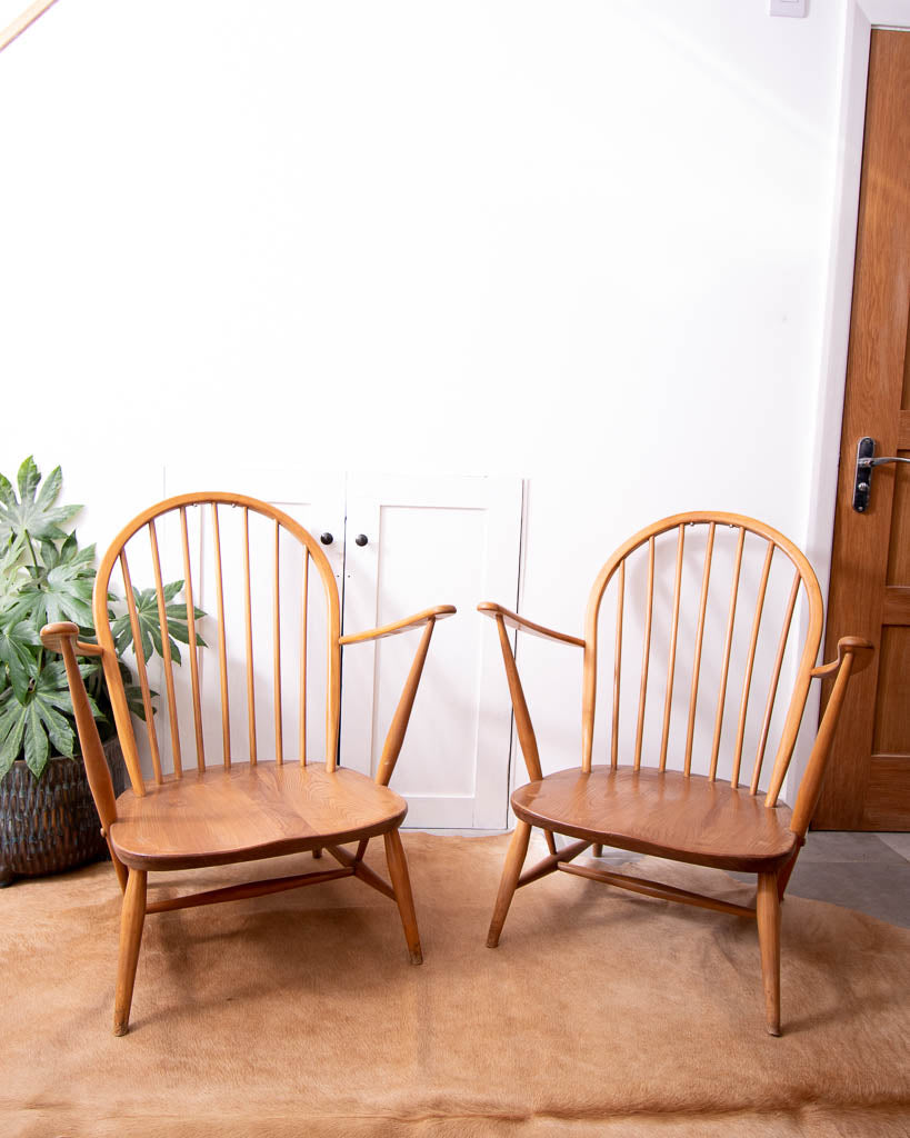 Mid Century Ercol No 317 Grandfather Armchairs (Pair)