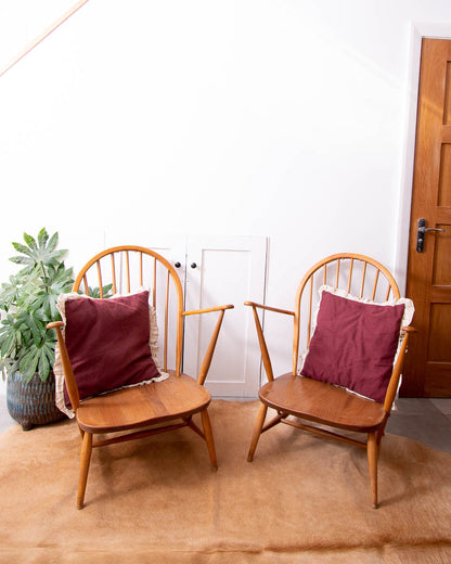 Mid Century Ercol No 317 Grandfather Armchairs