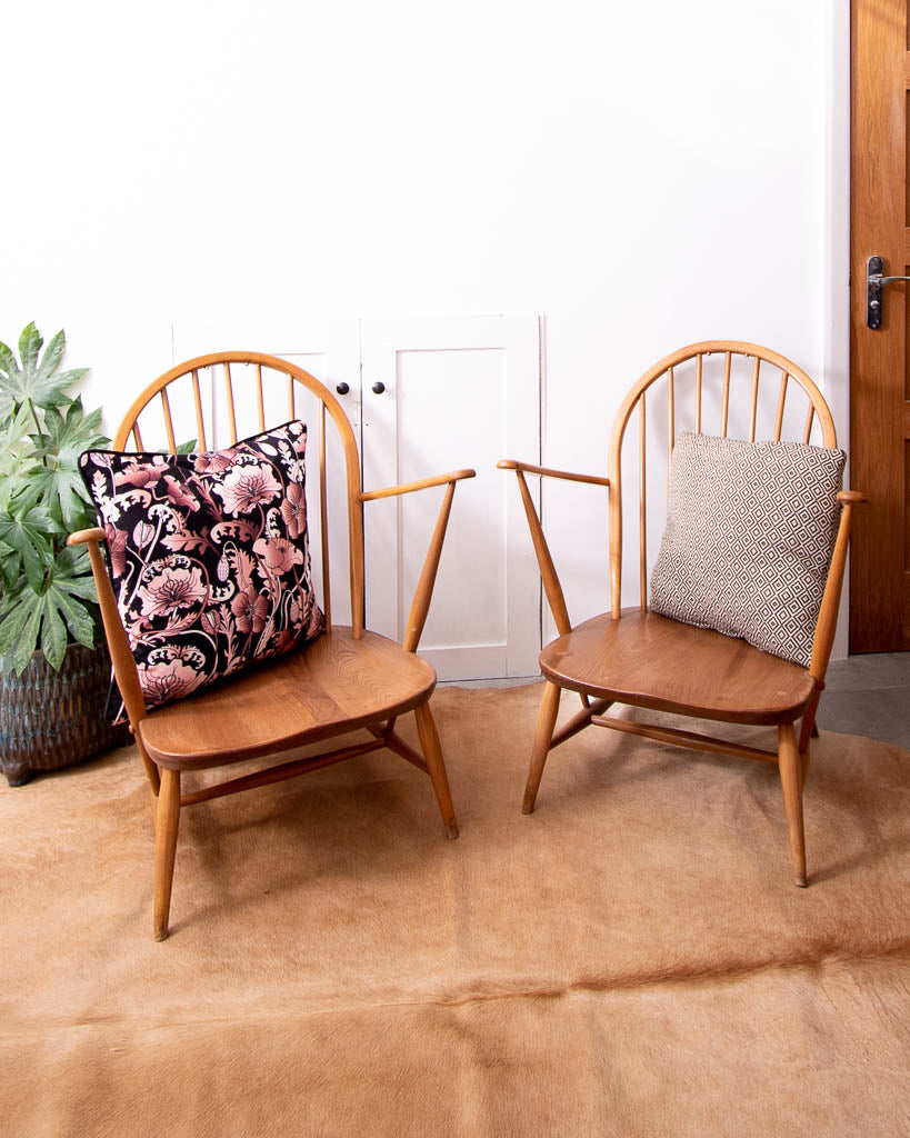 Mid Century Ercol No 317 Grandfather Armchairs (Pair)