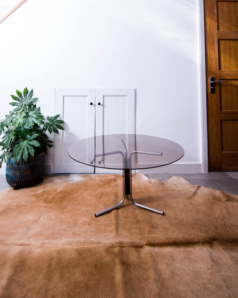 Vintage Chrome & Glass Coffee Table