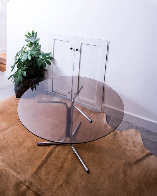 Vintage Chrome & Glass Coffee Table