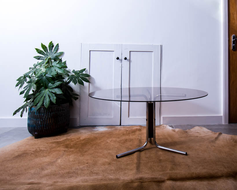 Vintage Chrome & Glass Coffee Table
