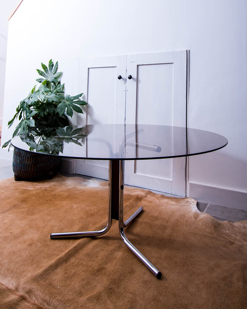 Vintage Chrome & Glass Coffee Table