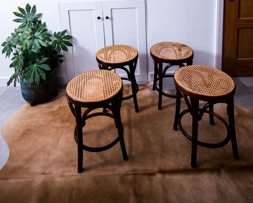Thonet Bentwood & Rattan Stools (Set of 4)