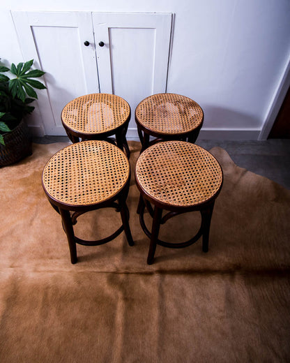 Thonet Bentwood & Rattan Stools (Set of 4)