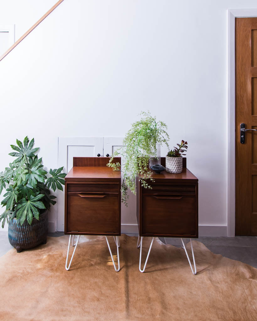 Mid Century Teak Bedside Cabinet (Pair)