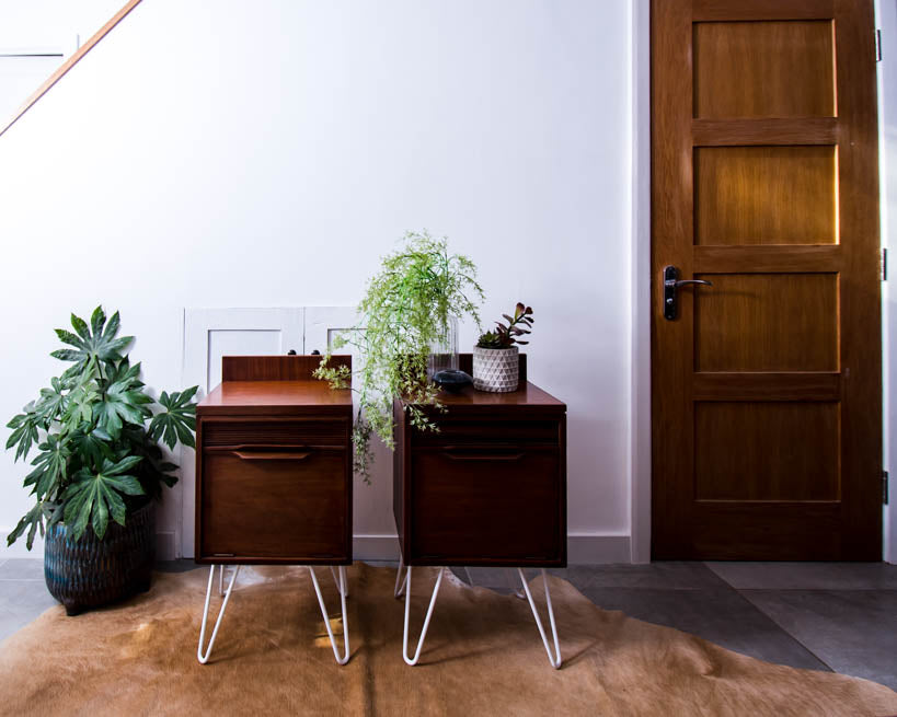 Mid Century Teak Bedside Cabinet (Pair)
