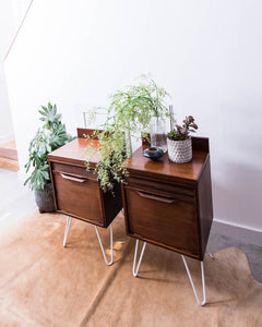 Mid Century Teak Bedside Cabinet (Pair)