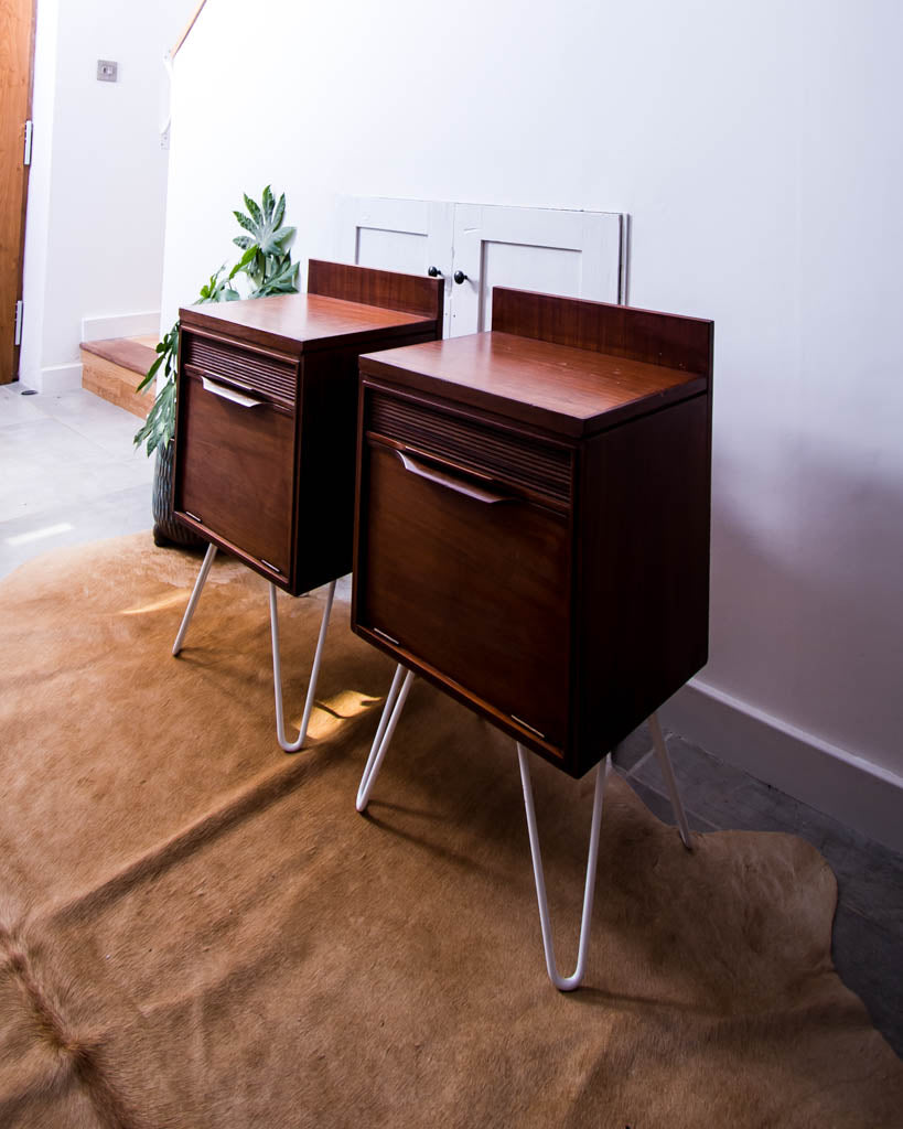 Mid Century Teak Bedside Cabinet (Pair)
