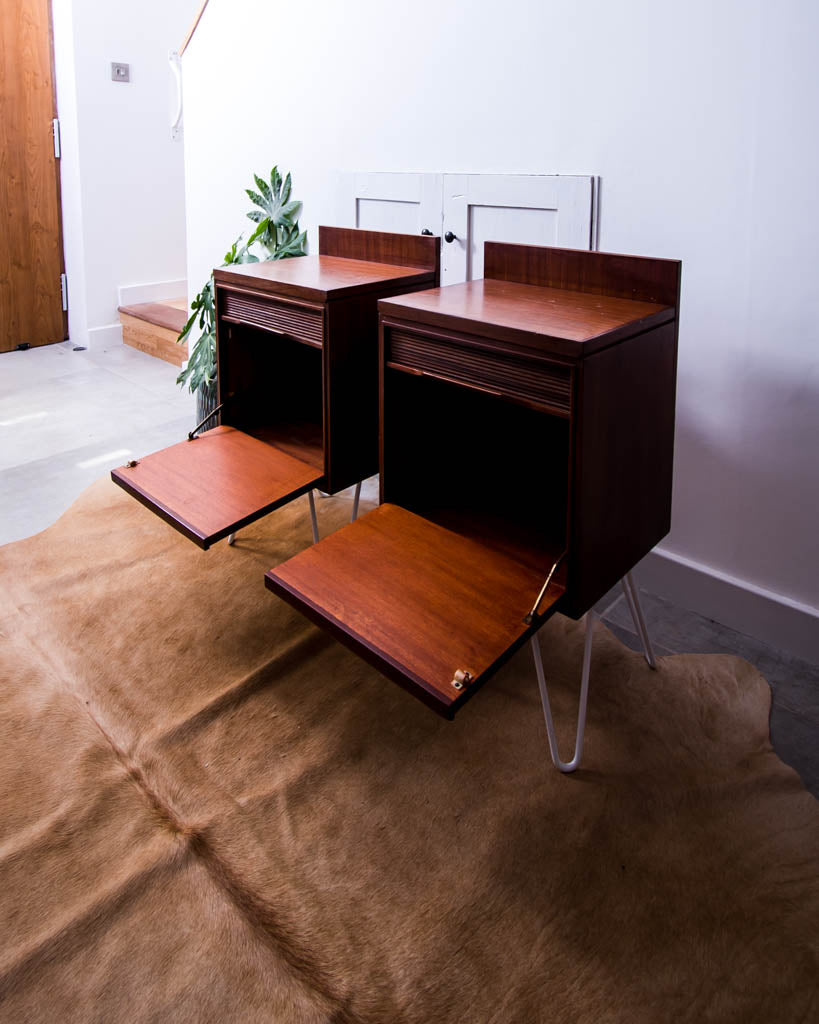 Mid Century Teak Bedside Cabinet (Pair)