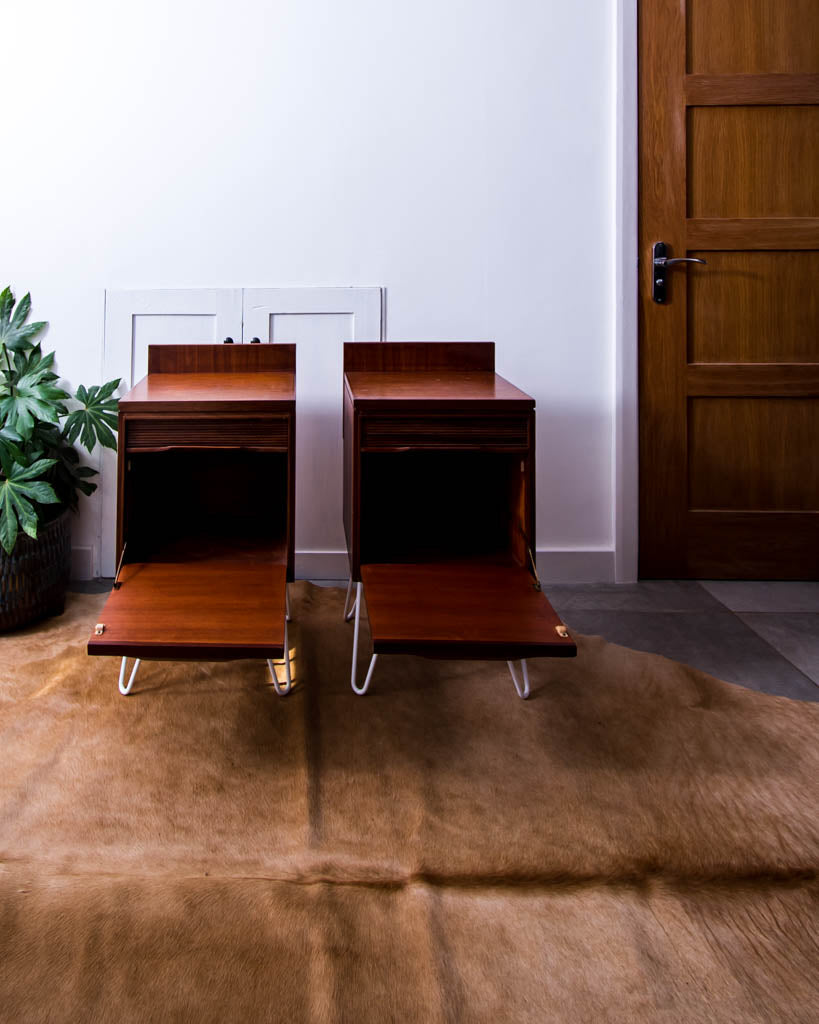 Mid Century Teak Bedside Cabinet (Pair)
