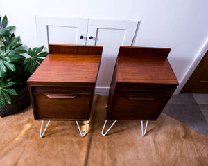 Mid Century Teak Bedside Cabinet (Pair)