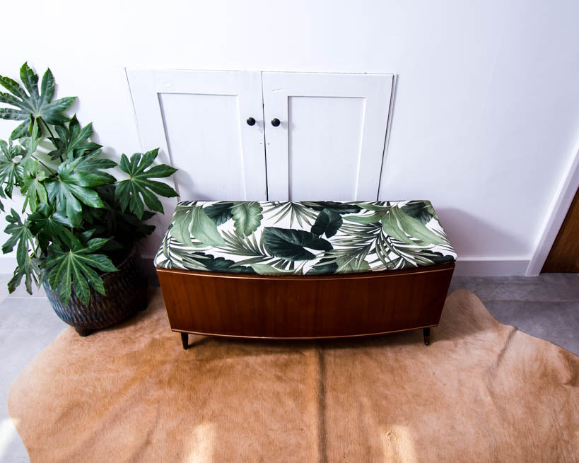 Vintage Teak & Fabric Settle