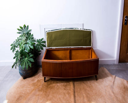 Vintage Teak & Fabric Settle