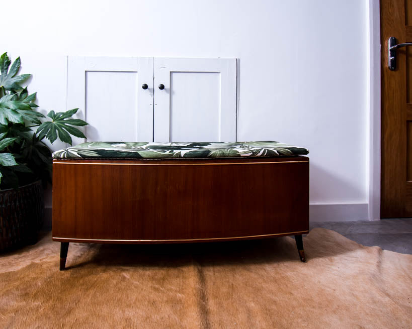 Vintage Teak & Fabric Settle