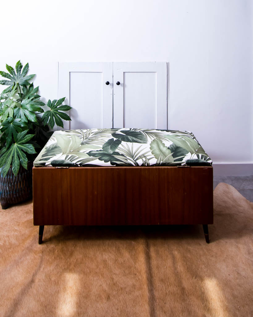 Vintage Teak & Fabric Settle