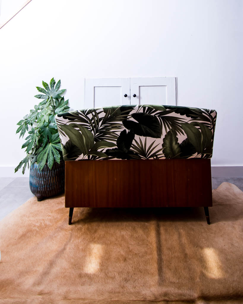 Vintage Teak & Fabric Settle