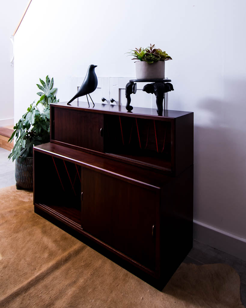 Mid Century 7"/12" Vinyl Record Cabinet (Teak)