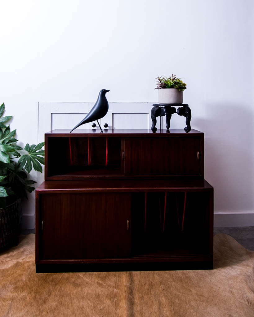 Mid Century 7"/12" Vinyl Record Cabinet (Teak)