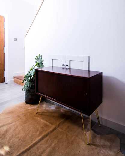 Mid Century LP Vinyl Record Cabinet (Teak)