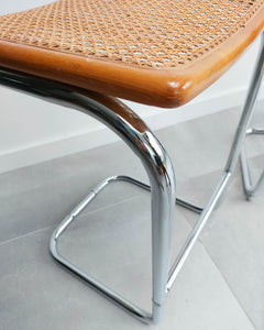 Bauhaus Style Chrome Rattan Kitchen Stools (x2)