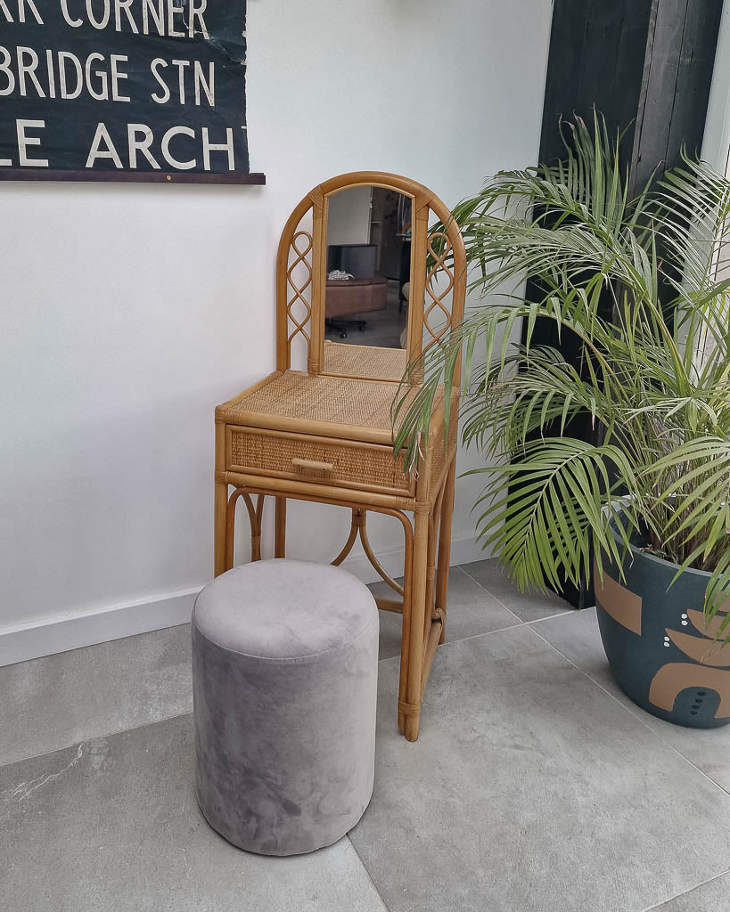Mid Century Rattan & Cane Bamboo Dressing Table