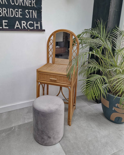 Mid Century Rattan & Cane Bamboo Dressing Table