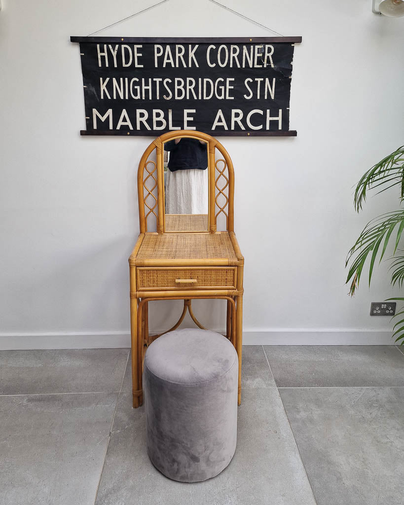 Mid Century Rattan & Cane Bamboo Dressing Table