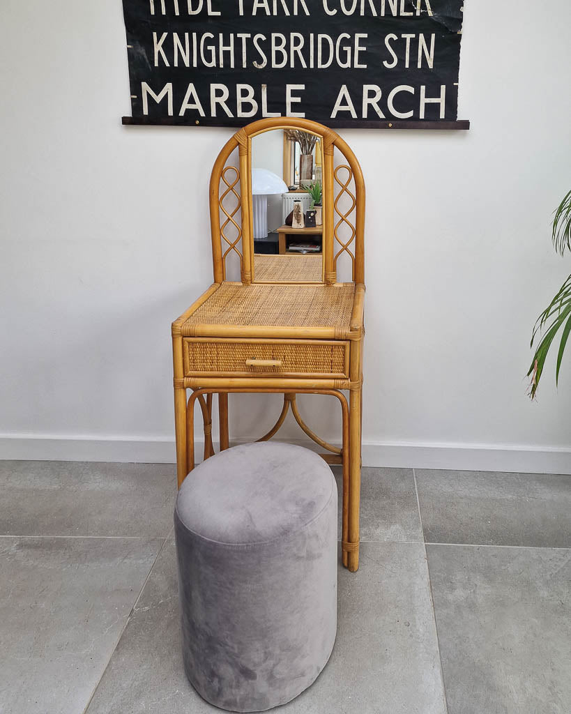 Mid Century Rattan & Cane Bamboo Dressing Table