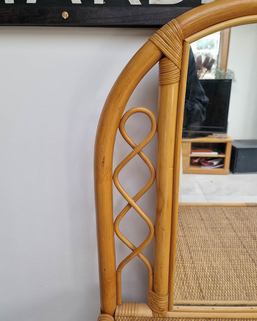 Mid Century Rattan & Cane Bamboo Dressing Table