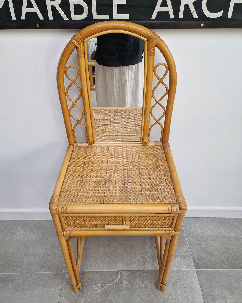 Mid Century Rattan & Cane Bamboo Dressing Table