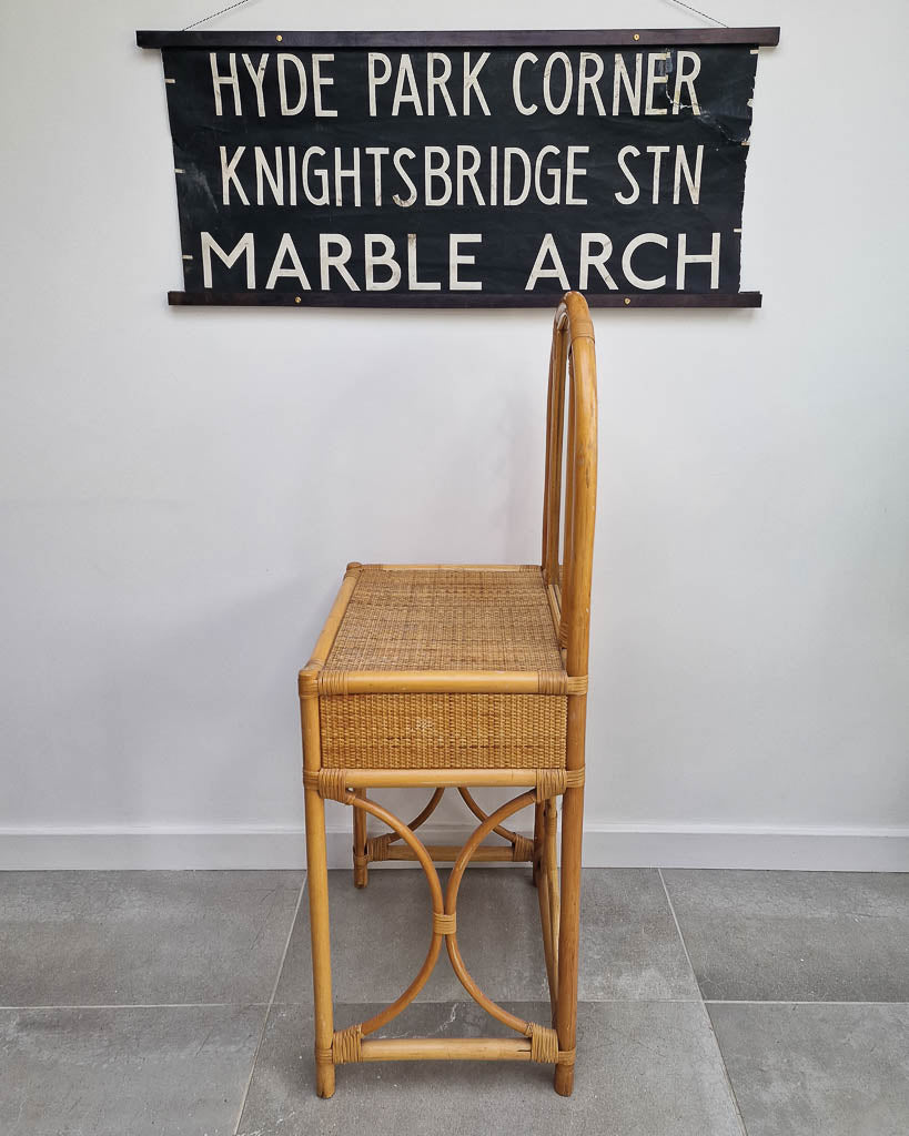 Mid Century Rattan & Cane Bamboo Dressing Table