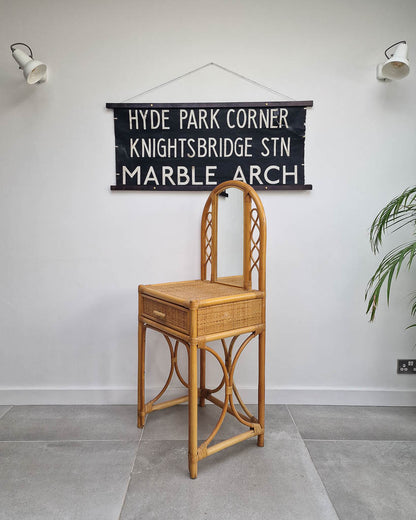 Mid Century Rattan & Cane Bamboo Dressing Table