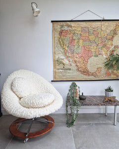 Mid Century Faux Fur Swivel Chair