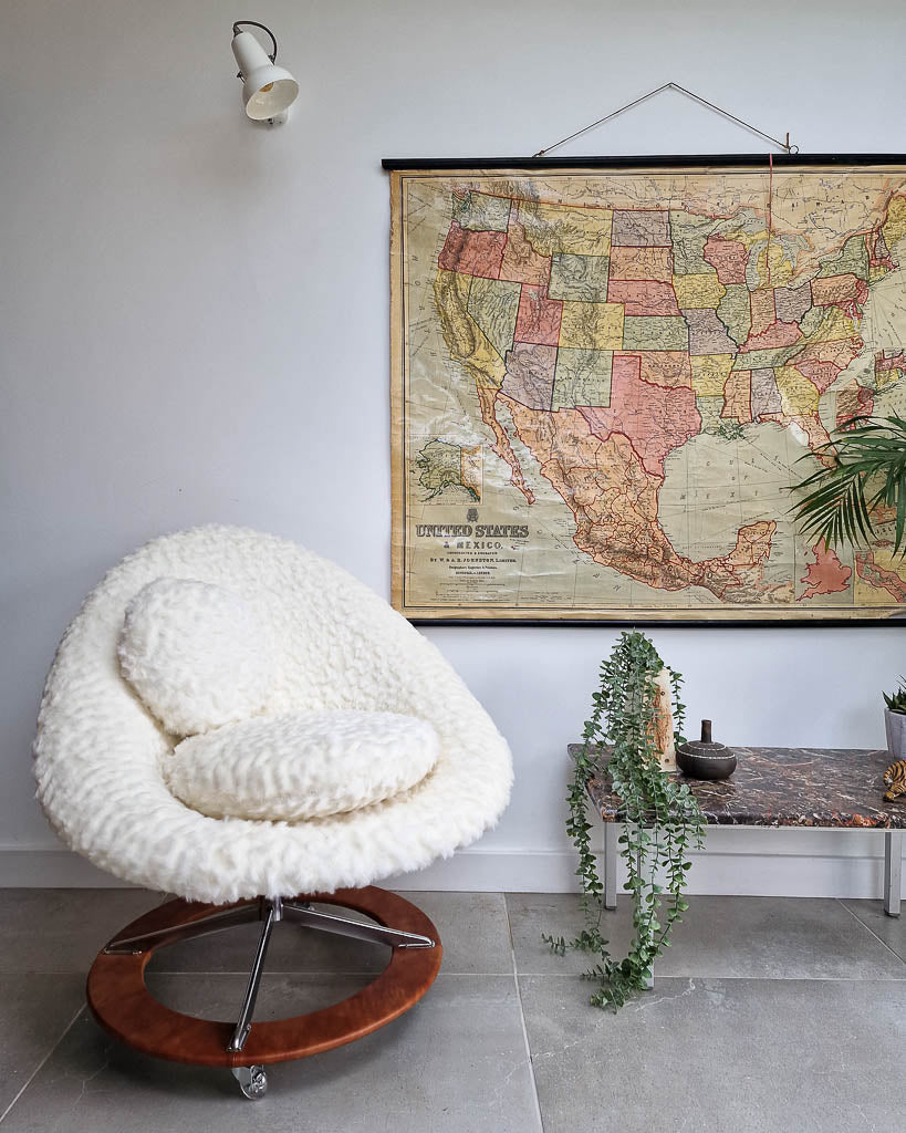 Mid Century Faux Fur Swivel Chair