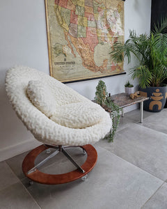 Mid Century Faux Fur Swivel Chair
