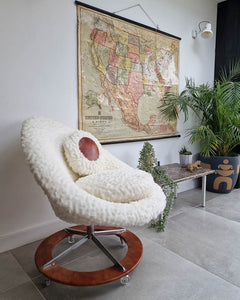 Mid Century Faux Fur Swivel Chair