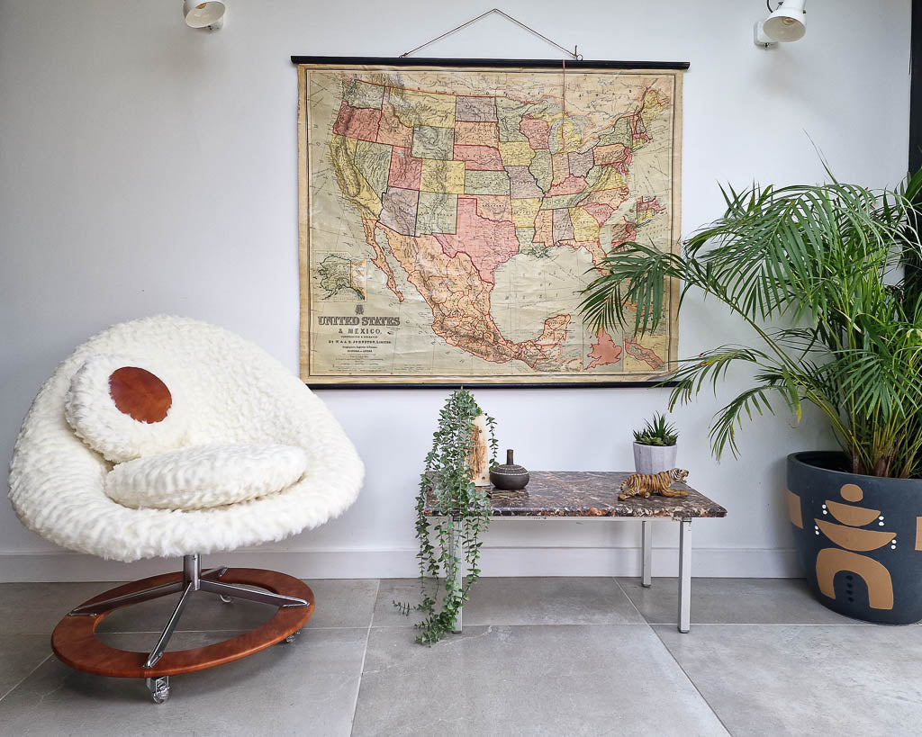 Mid Century Faux Fur Swivel Chair