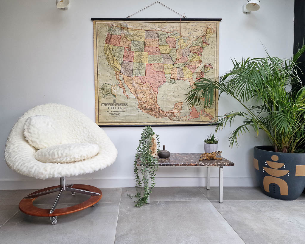 Mid Century Faux Fur Swivel Chair