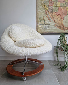 Mid Century Faux Fur Swivel Chair